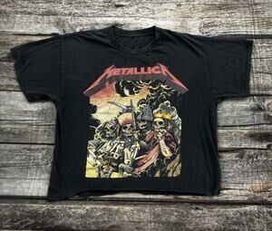 Metallica Four Horsemen Cropped T-Shirt Graphic Band Tee Black Boxy Fit L/XL